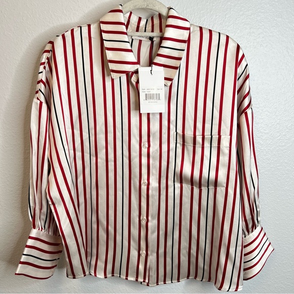 Anine Bing Mia silk blouse multi stripe NWT - Picture 3 of 6